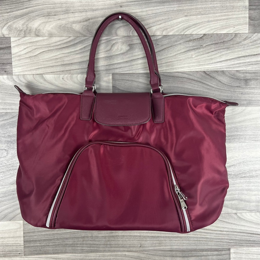 Aimee Kestenberg Duffle Tote Bag Womens Red Double Handle Inner Pockets Travel